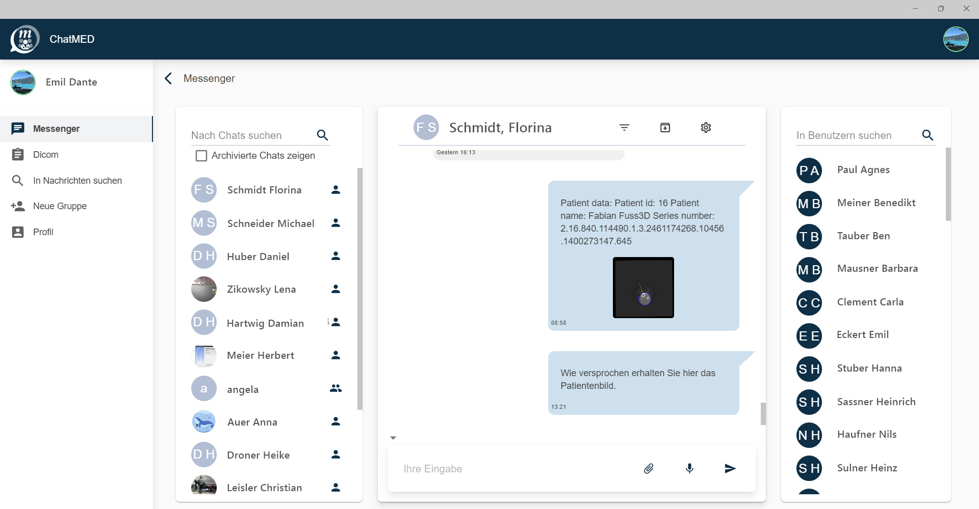 chatMED Desktop application for safe communication